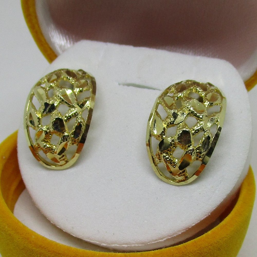 14kt Solid Yellow Gold Earrings - image 2